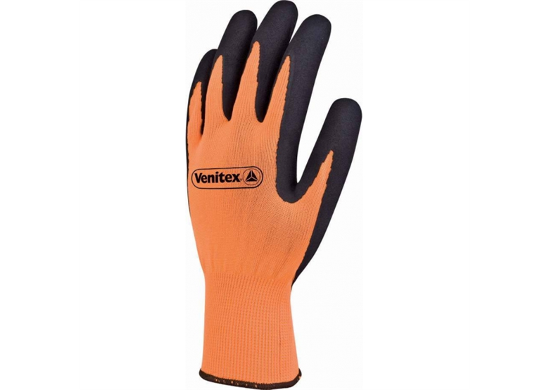 Rękawice dziane z poliestru fluorescencyjnego powlekane pianką lateksową pomarańczowe rozmiar 9 DeltaPlus Venitex VV733APOLLON