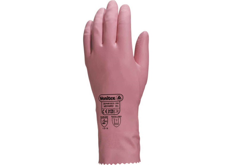 Rękawice gospodarcze z lateksu flokowane różowe rozmiar 9,5 DeltaPlus Venitex ZEPHIR 210