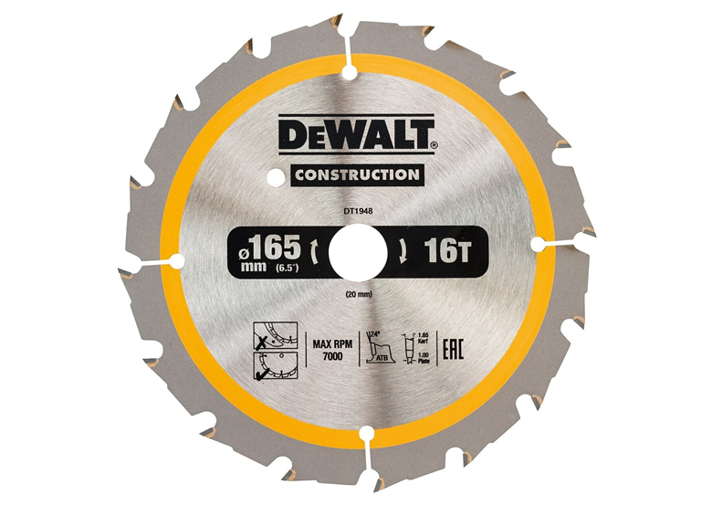 Tarcza pilarska 165x20mm 16T DeWalt DT1948-QZ