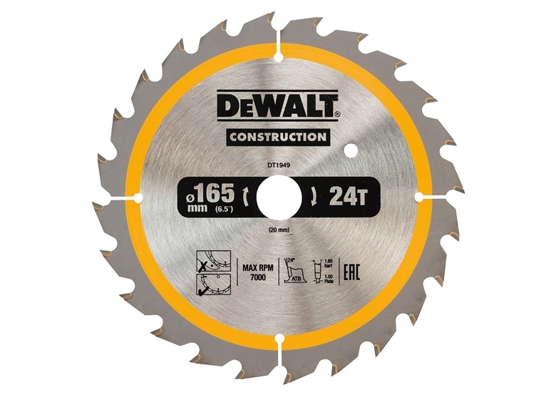 Tarcza pilarska 165x20mm 24T DeWalt DT1949-QZ