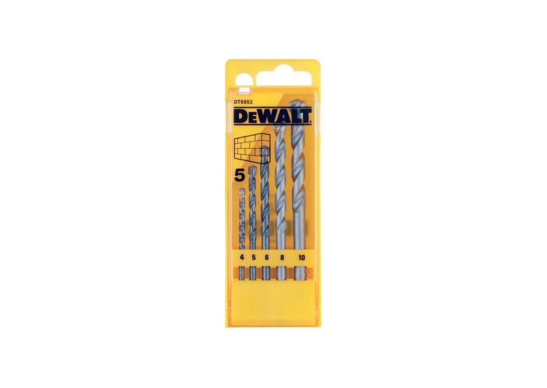 Zestaw 5 wierteł do betonu: 4,5,6,8,10mm DeWalt DT6952