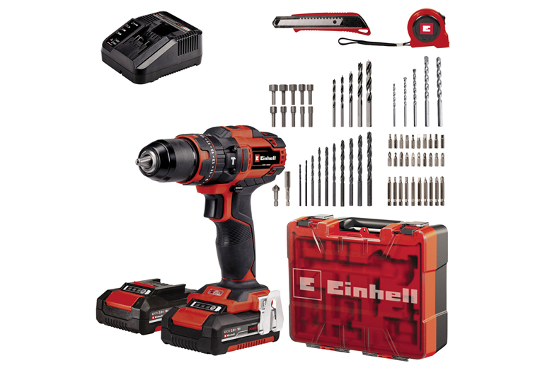 Wiertarko-wkrętarka udarowa Einhell TE-CD 18/40 Li-i +64 (2x2,0Ah)