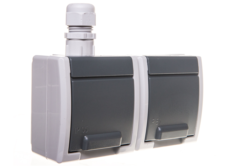AQUANT Gniazdo podwójne z/u 2x2P+Z IP65 Elektro-Plast 1242-65