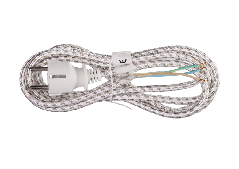 Przewód w oplocie do żelazka 3x0,75  2,4m bialo-szary Emos S00003