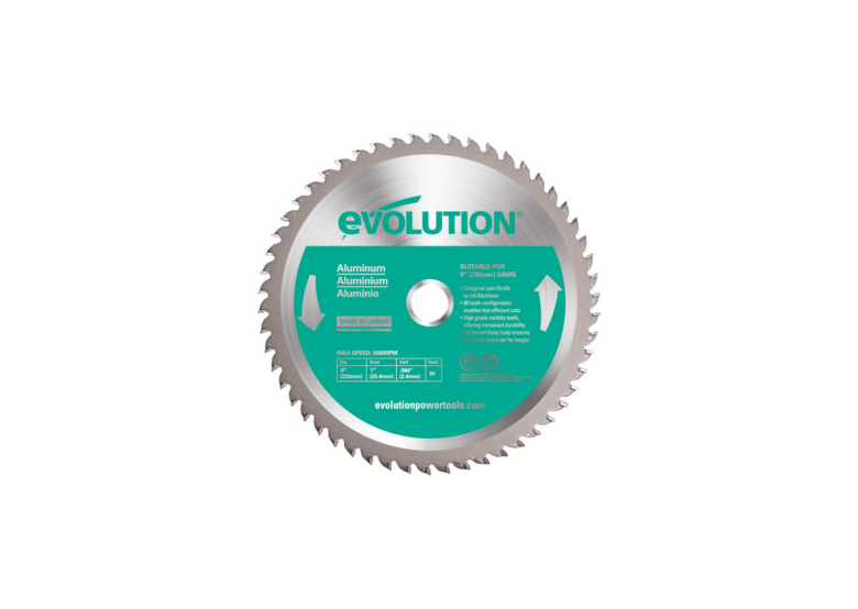 Piła widiowa TCT do cięcia aluminium 230x25,4mm Z80 Evolution EVO-230-80-A
