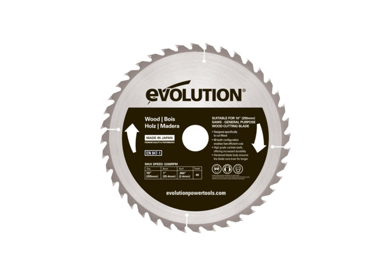 Tarcza do drewna 255mm Evolution EVO-255-40-D