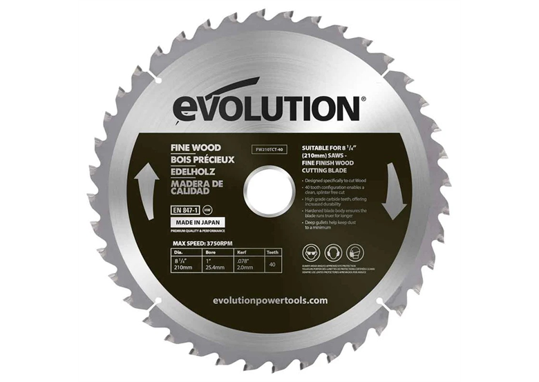 Piła zębata 210mm Evolution EVO-FW210TCT-40