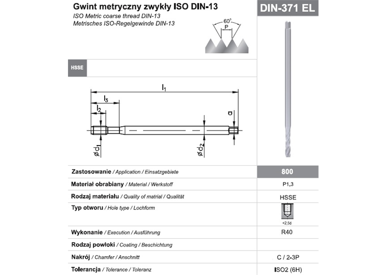 Gwintownik maszynowy wysokowydajny długi Fanar 118674