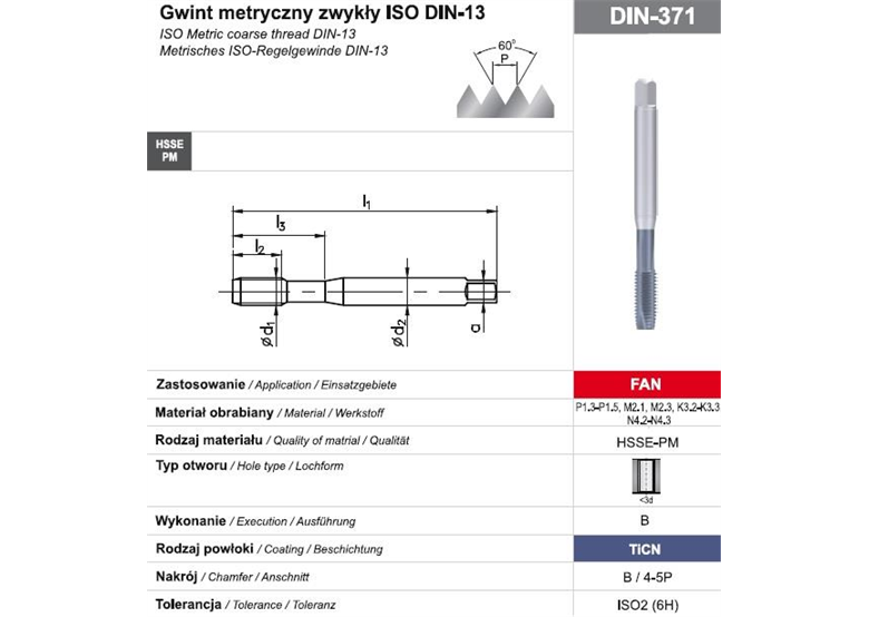 Gwintownik maszynowy wysokowydajny Fanar 30522