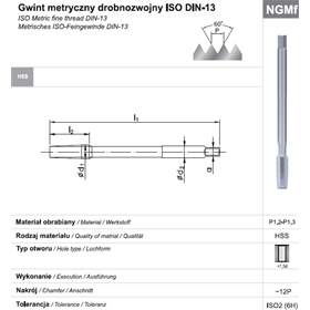 Gwintownik maszynowy drobnozwojny do nakrętek Fanar 34124