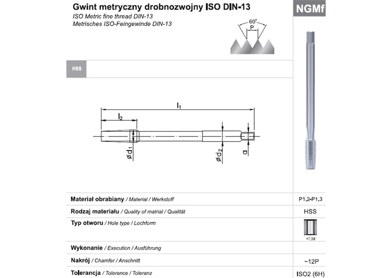 Gwintownik maszynowy drobnozwojny do nakrętek Fanar 34124