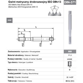 Gwintownik maszynowy wysokowydajny MF drobnozwojny Fanar 36580