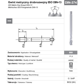 Gwintownik maszynowy wysokowydajny drobnozwojny Fanar 36755