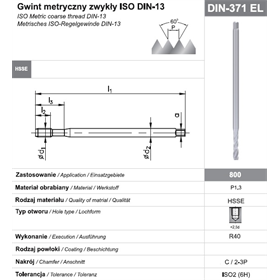 Gwintownik maszynowy wysokowydajny długi Fanar 41719