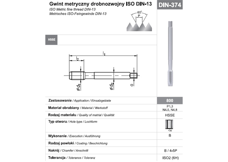 Gwintownik maszynowy wysokowydajny drobnozwojny Fanar 54382