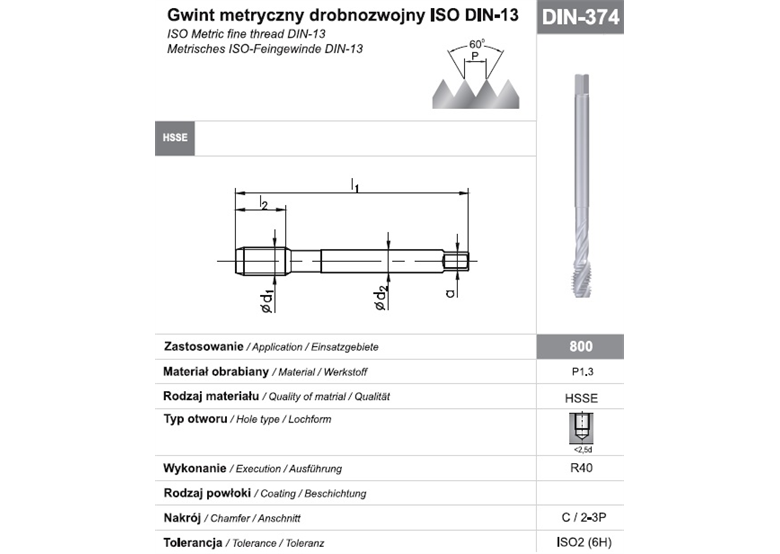 Gwintownik maszynowy wysokowydajny drobnozwojny Fanar 65804