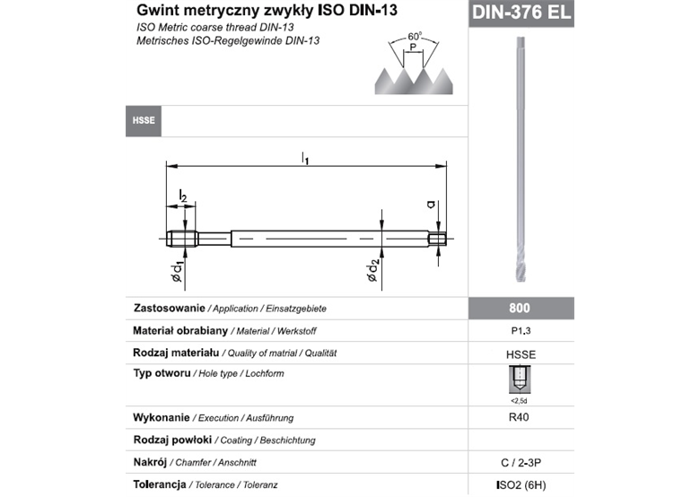 Gwintownik maszynowy wysokowydajny długi Fanar 8671