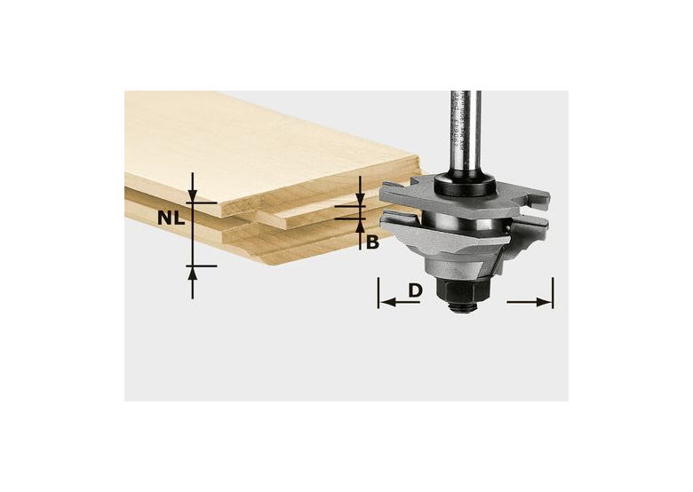 Frez profilowy do wypustów HW z trzpieniem 8 mm Festool HW S8 D46 x D12-FD