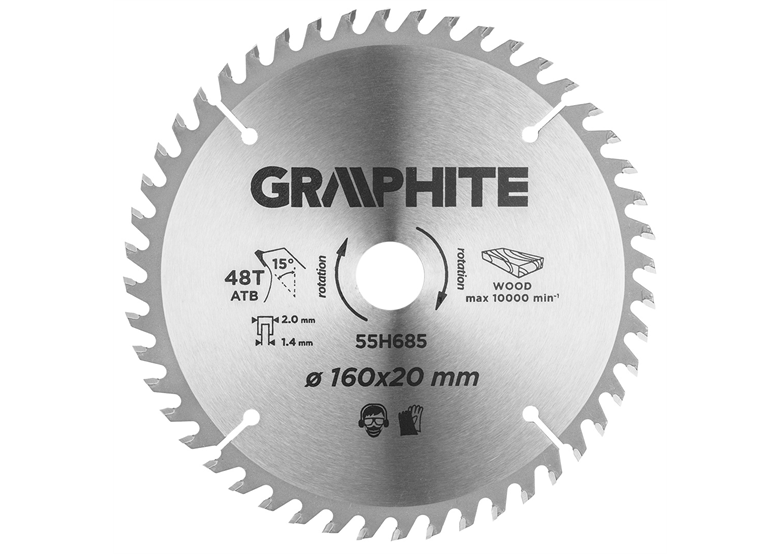 Piła zębata 160x20mm, 48 zębów Graphite 55H685