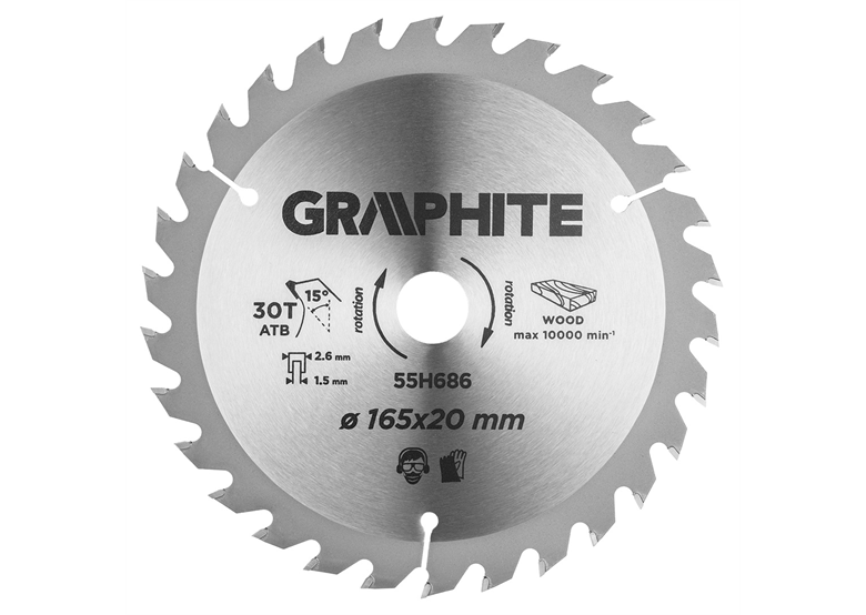 Piła zębata 165x20mm, 30 zębów Graphite 55H686