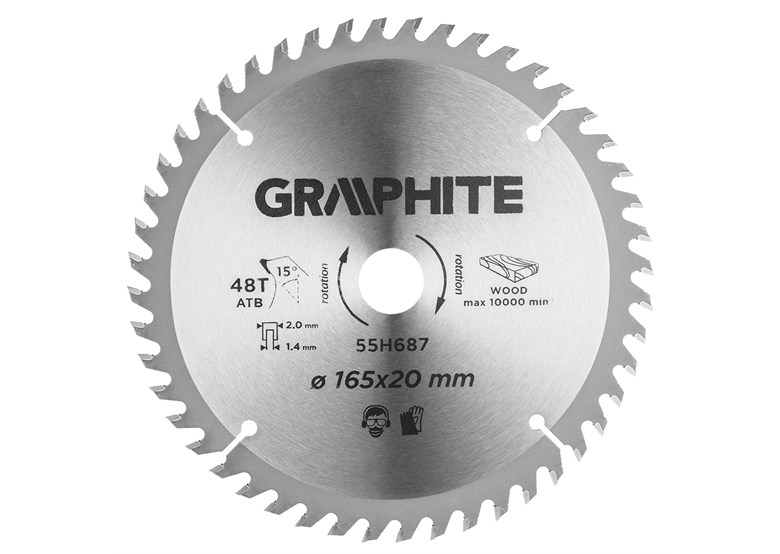 Piła zębata 165x20mm, 48 zębów Graphite 55H687