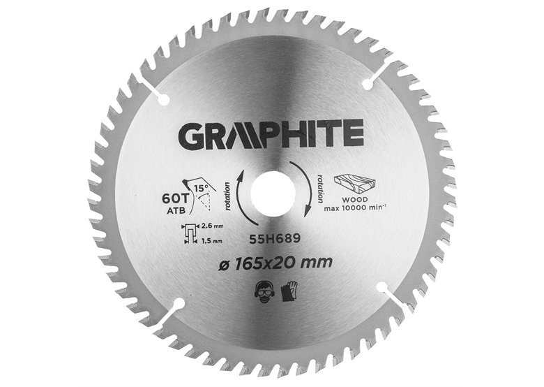 Piła zębata 165x20mm, 60 zębów Graphite 55H689