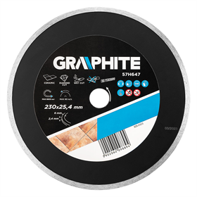 Tarcza diamentowa 230 x 25,4 mm, pełna do 59G891 Graphite 57H647