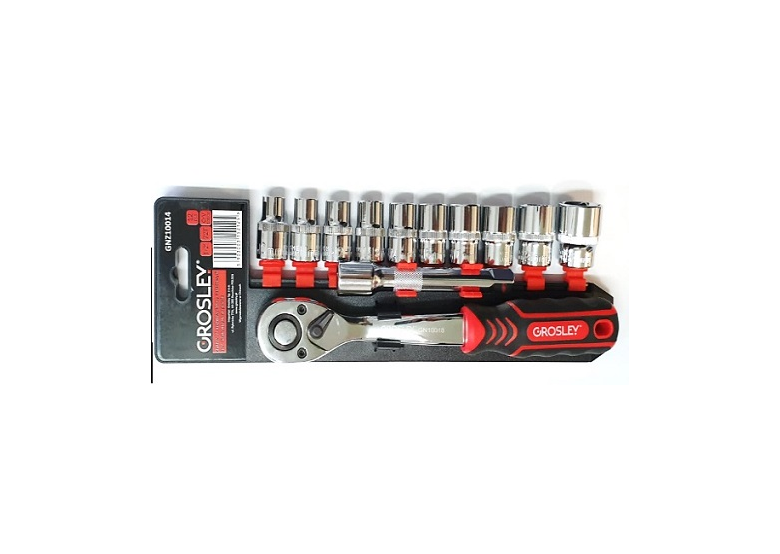 Zestaw 12 -częściowy kluczy nasadowych 1/2" metrycznych na panelu Grosley GR51011