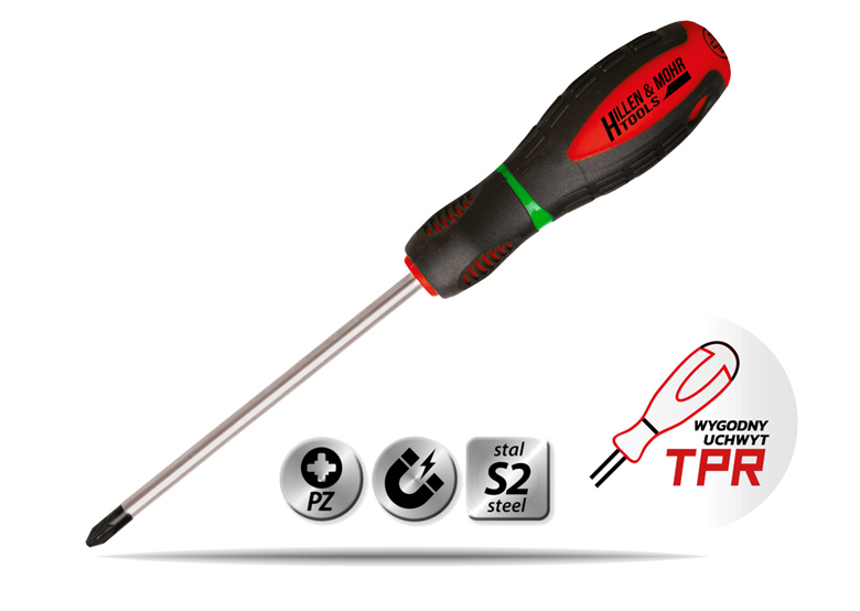 Wkrętak krzyżowy Pozidriv PZ3x150mm, stal S2, uchwyt 3-mat. Hillen&Mohr Tools 17W024