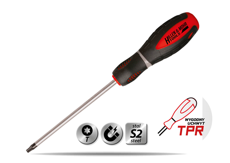 Wkrętak Torx T10x80mm, stal S2, uchwyt 3-materiałowy Hillen&Mohr Tools 17W032