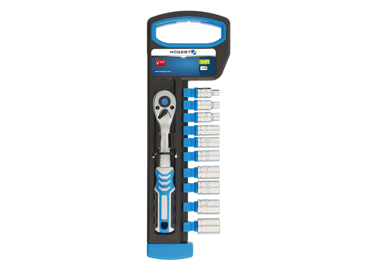 Zestaw kluczy nasadowych 1/4", z grzechotką, 11 elementów Högert HT1R334