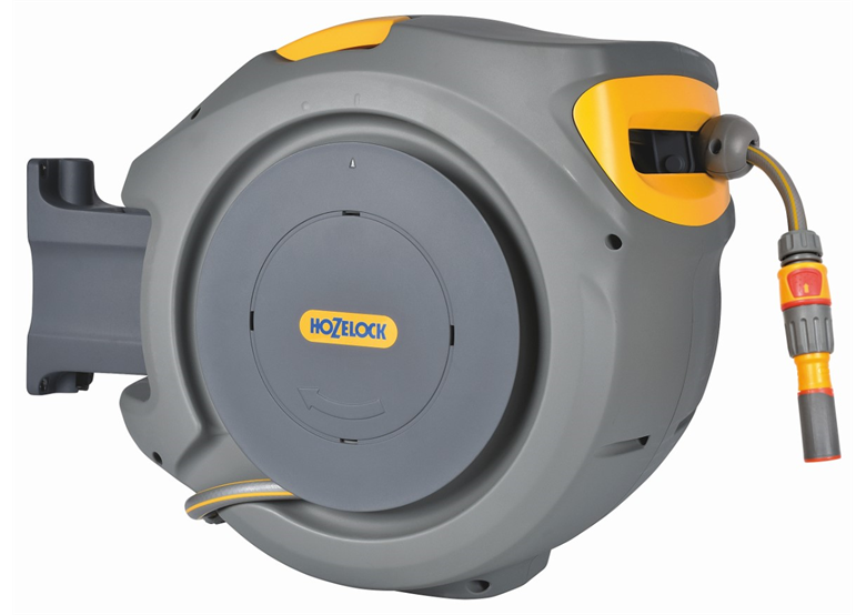 Bęben ścienny automatyczny Auto Reel z wężem 1/2" 20m SELECT i zestawem zraszającym 5cz. Hozelock 2401