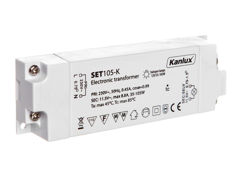 Zasilacz halogenowy 20-105W 240V 11.5V SET105-K Kanlux 1426