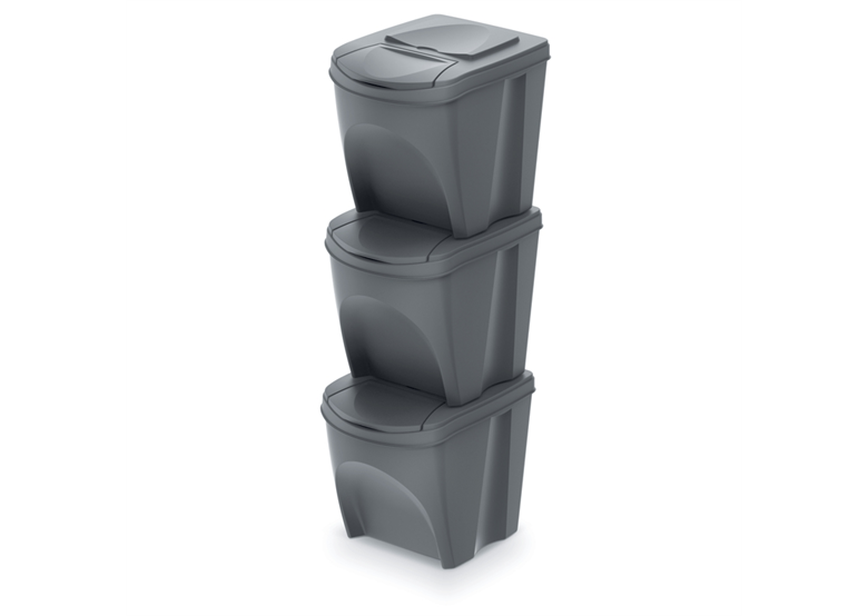 Kosz na śmieci SET3 - kamienny szary Keden IKWB25S3-405U