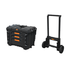 Skrzynka XL z 3 szufladami Keter ROC PRO GEAR 2.0 17212468 + Rączka teleskopowa z kółkami Keter ROC PRO GEAR 2.0 17212440