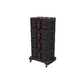 4x Skrzynka z 2 szufladami Keter Stack'N'Roll + Platforma mobilna Keter Stack'N'Roll 263012