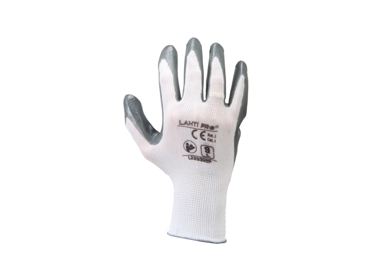 Rękawice nitrylowe szaro-białe, 12 par, 7 Lahti Pro L220307W