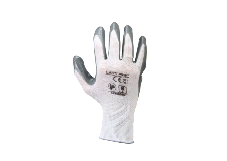 Rękawice nitrylowe szaro-białe, 12 par, 8 Lahti Pro L220308W