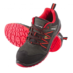 Półbuty esd zamsz/oxford grafitowo-czerwone, s1 src, 44 Lahti Pro L3042344