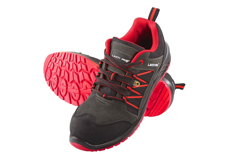 Półbuty esd zamsz/oxford grafitowo-czerwone, s1 src, 47 Lahti Pro L3042347