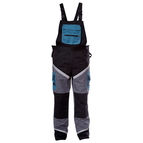 Ogrodniczki robocze czarno-szaro-turkusowe z odblaskami 2XL ce Lahti Pro L4060205