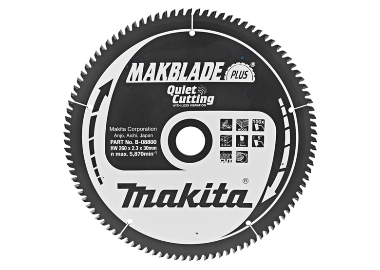 Piła zębata do drewna - dokładne cięcie 260x30mm Z100 Makita B-08800