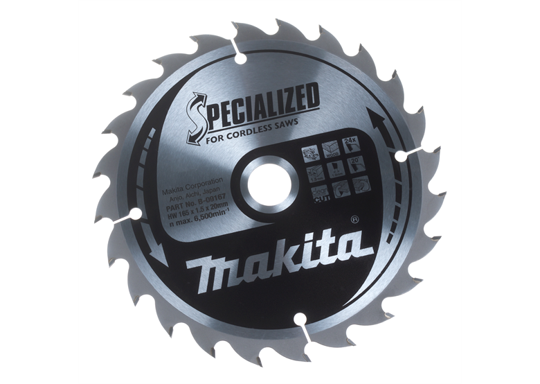 Specjalistyczna tarcza do pilarki akum, CCC16524E 165x20mm 24dents Makita B-09167