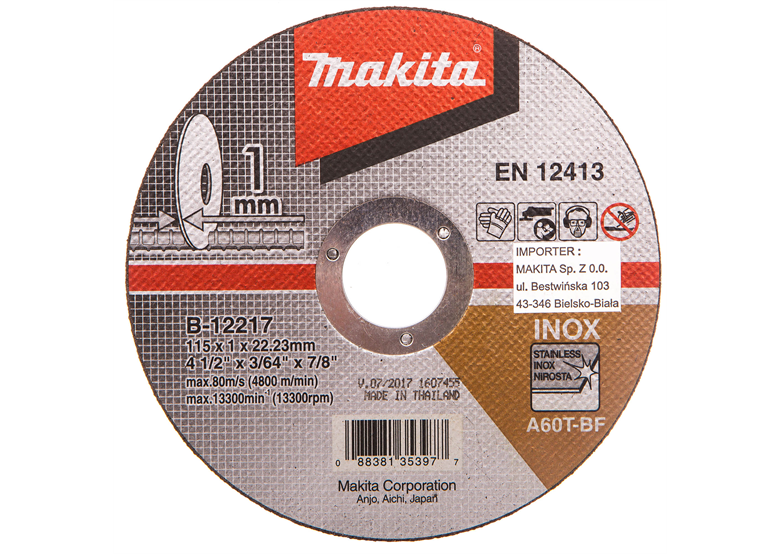 EXTRA CIENKA TARCZA TNĄCA 115x1x22mm Makita B-12217