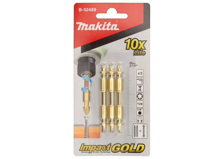Podwójna końcówka wkrętakowa T20, 3szt. Makita B-52489