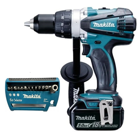 Wiertarko-wkrętarka Makita DDF458RTJ + Zestaw końcówek wkrętarskich Makita P-74837_P
