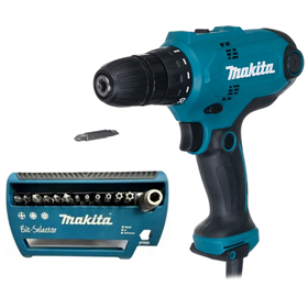 Wiertarko-wkrętarka Makita DF0300 + Zestaw końcówek wkrętarskich Makita P-74837_P