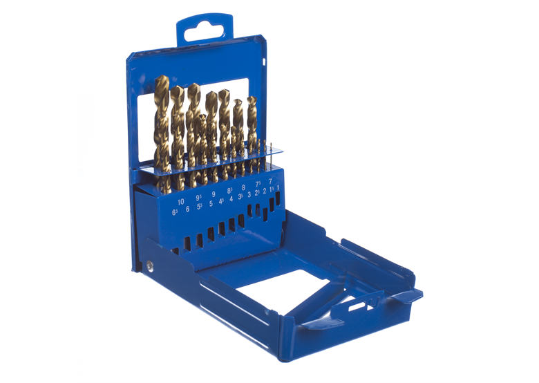 Zestaw wierteł do metalu w powłoce tytanowej HSS-G TiN wg DIN338 19 sztuk Makita P-61385