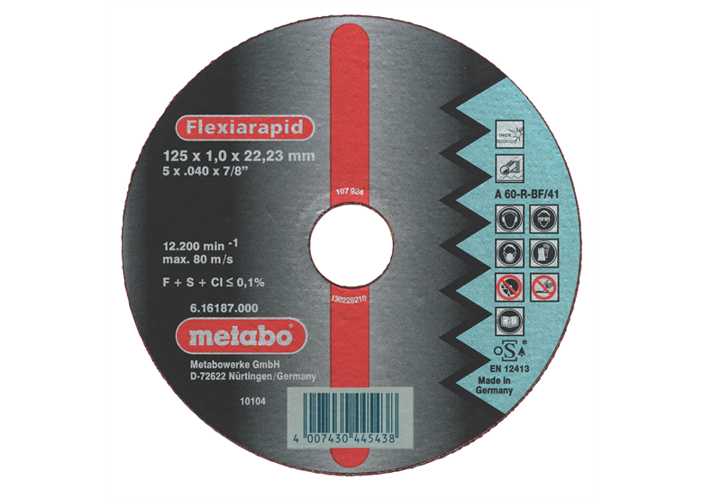Tarcza tnąca Flexiarapid A 60-R  125×1,0×22,2mm do stali nierdz, Metabo 616187000