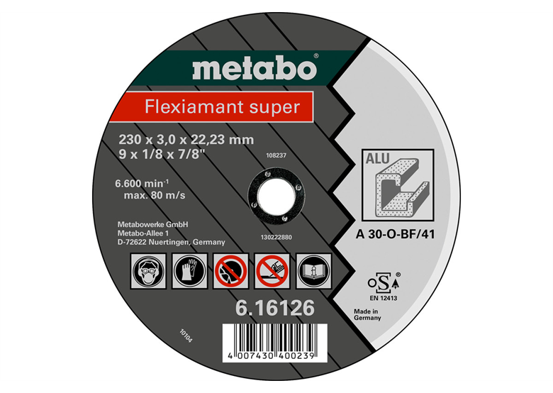 Tarcza tnąca Flexiamant super  A 30-O 115×2,5×22,2mm  do aluminium (wypukła) Metabo 616751000
